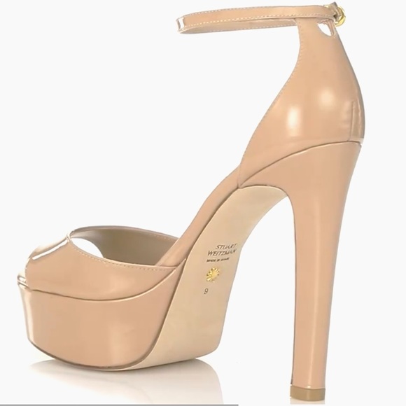 🌹STUART WEITZMAN 🌹 Discoplatform Nudistcurve Patent Leather Sandals Size: 10B - Picture 3 of 13